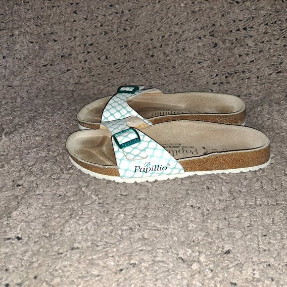 BIRKENSTOCK PAPILLIO-Aqua/White Honeycomb Birko Flor-Sz 6-Excellent - Picture 2 of 7
